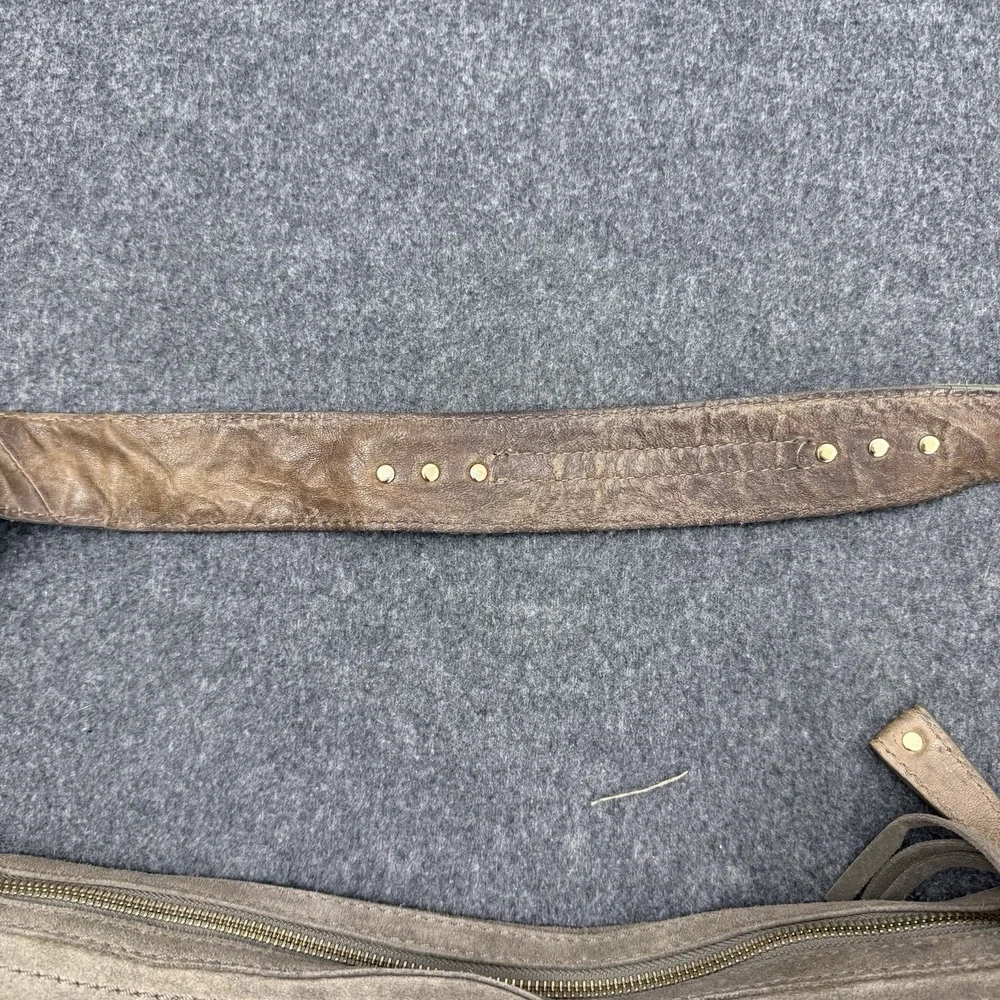 GAP 100% Cow Suede Fringe Hobo Shoulder Bag Boho Western Taupe - Picture 7 of 13